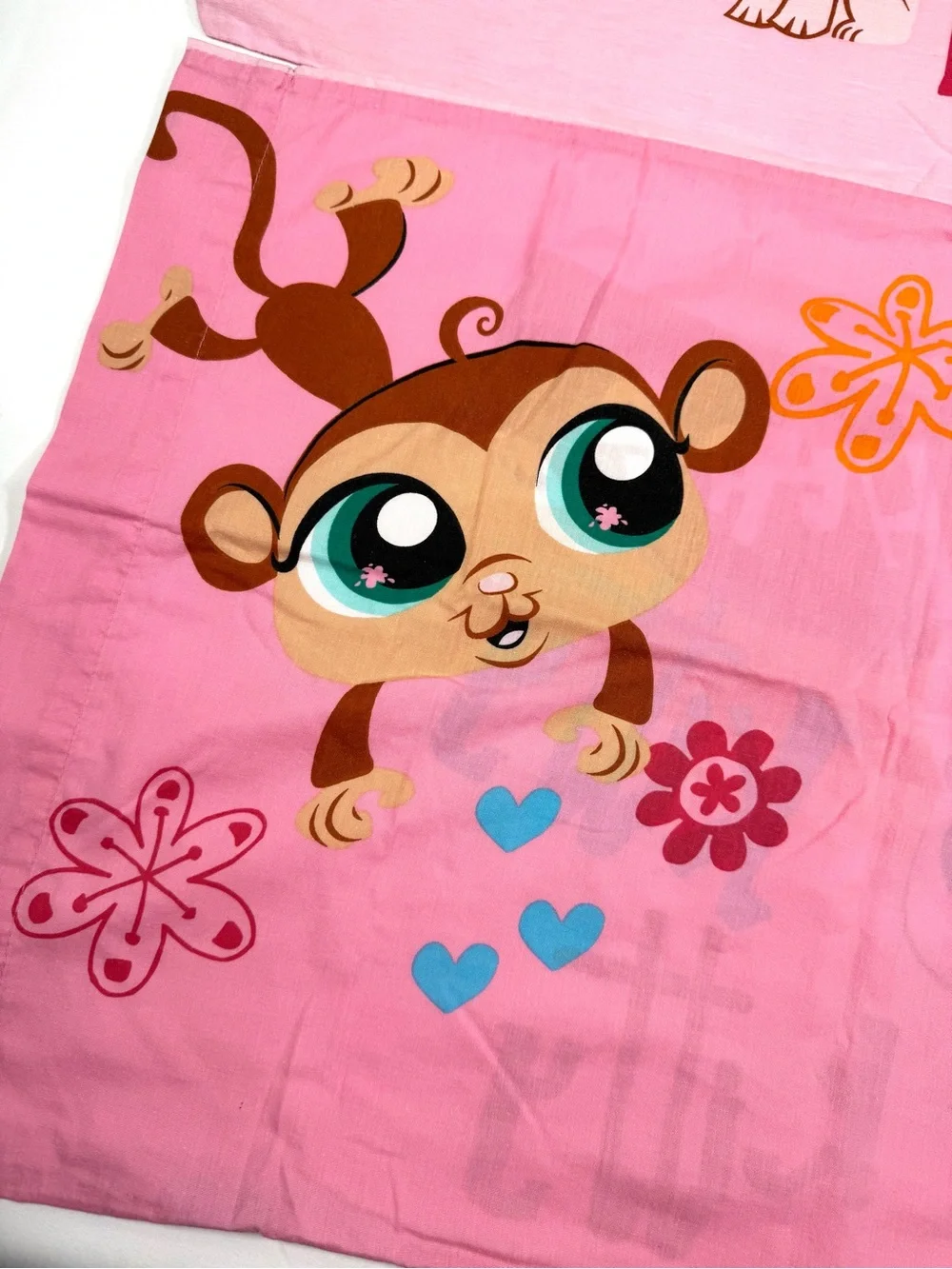 VINTAGE LPS Littlest Pet Shop Full Flat Sheet 2 Standard Pillowcases 2009 Rare